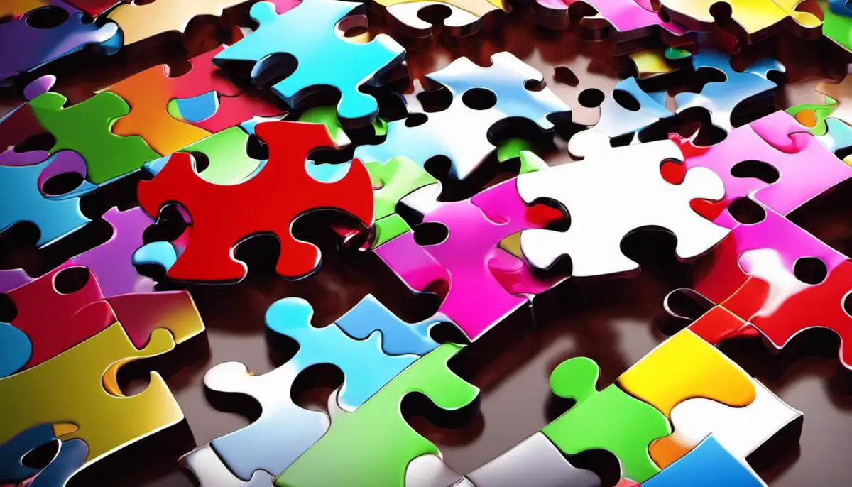 A colorful image showing jigsaw puzzle pieces connecting, representing the concept of puzzling over tricky questions.