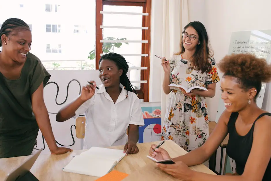 Illustration of a diverse team collaborating and working together in an office setting