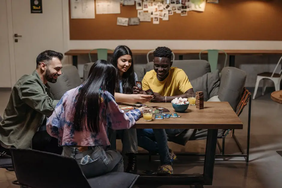 Image description: A group of friends playing a card drinking game.